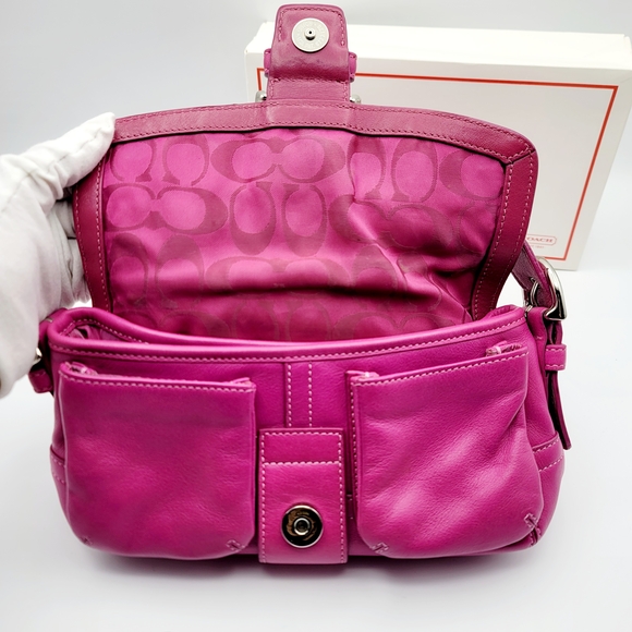COACH Y2K (2002) Hot Pink Soho Buckle Flap Bag Purse Style #1446 Magenta Vintage - Picture 7 of 15